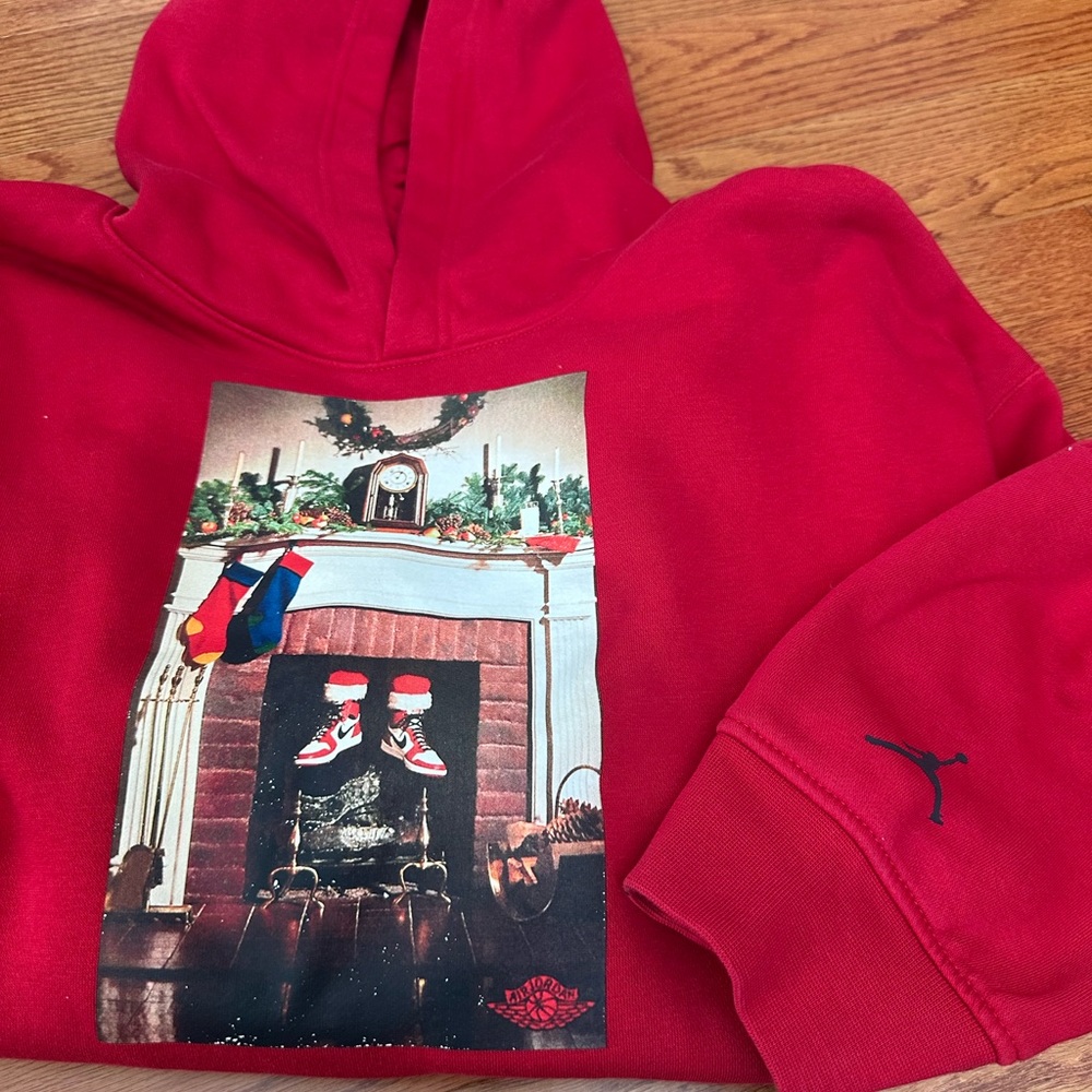 Nike Jordan Red Hoodie with Holiday Graphic